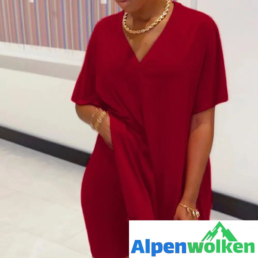 Alpenwolken - Batwing Sleeve Top & Short Set mit V-Ausschnitt