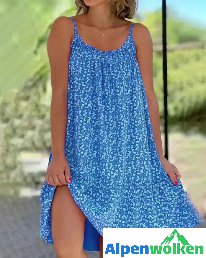 Alpenwolken - Bedrucktes Camisole-Kleid-Dämmerlicht blau