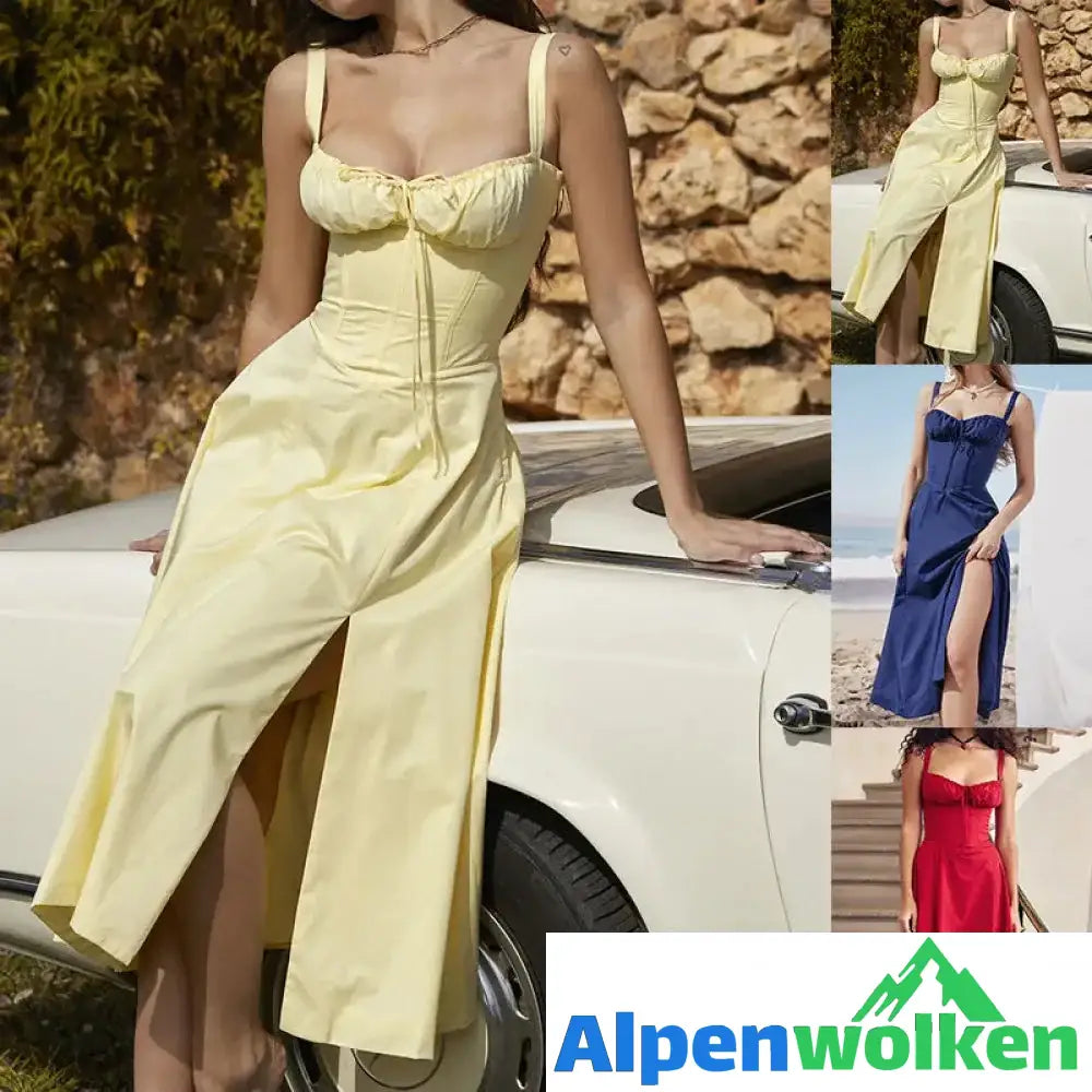 Alpenwolken - 🌷Bedrucktes Kleid mit Röhrenoberteil reine Farbe modisches Slingkleid🌷