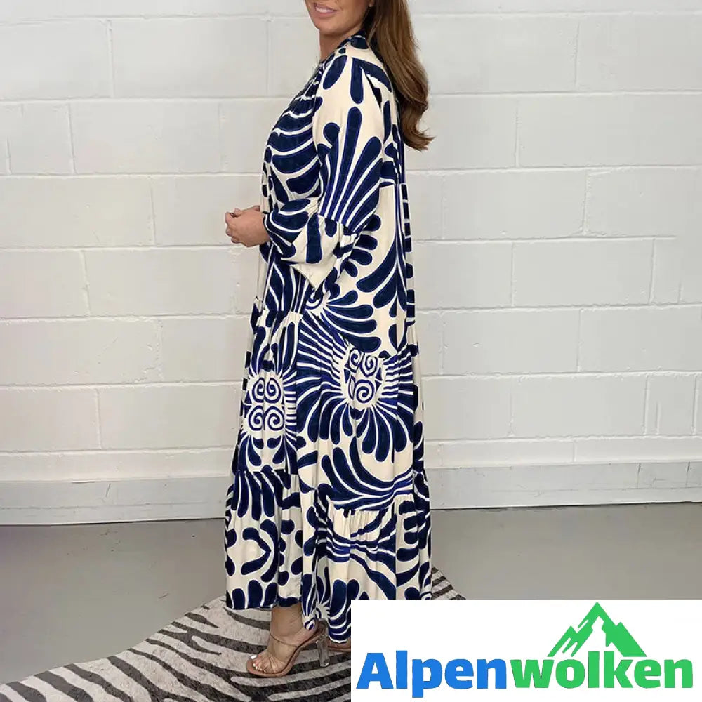 Alpenwolken - 🌸💐Bedrucktes Maxikleid mit Knöpfen💐🌸