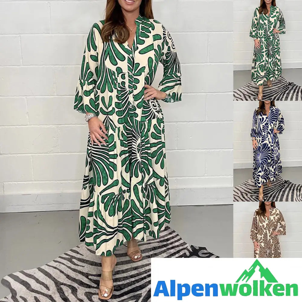 Alpenwolken - 🌸💐Bedrucktes Maxikleid mit Knöpfen💐🌸