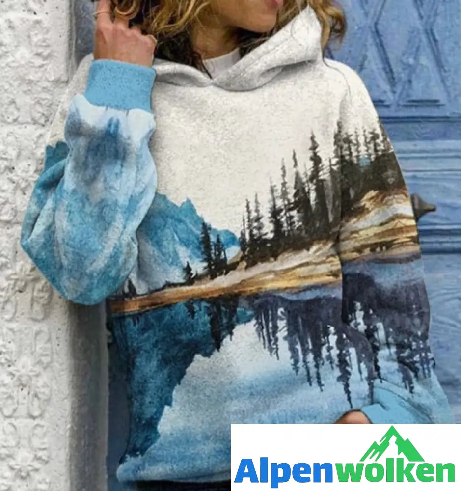 Alpenwolken - Bedrucktes Sweatshirt Natural Mountain Weiß