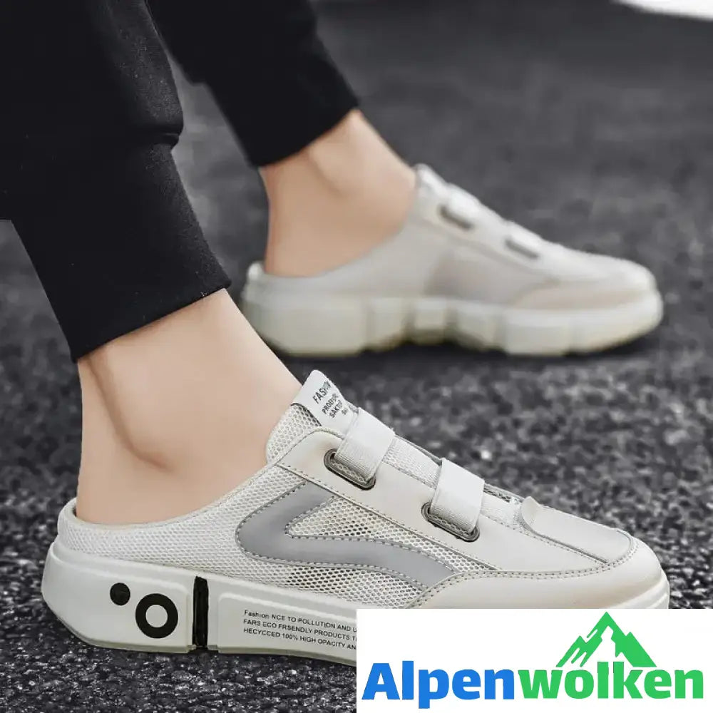 Alpenwolken - Bequeme, fliegende, gewebte Halbhausschuhe für Herren beige