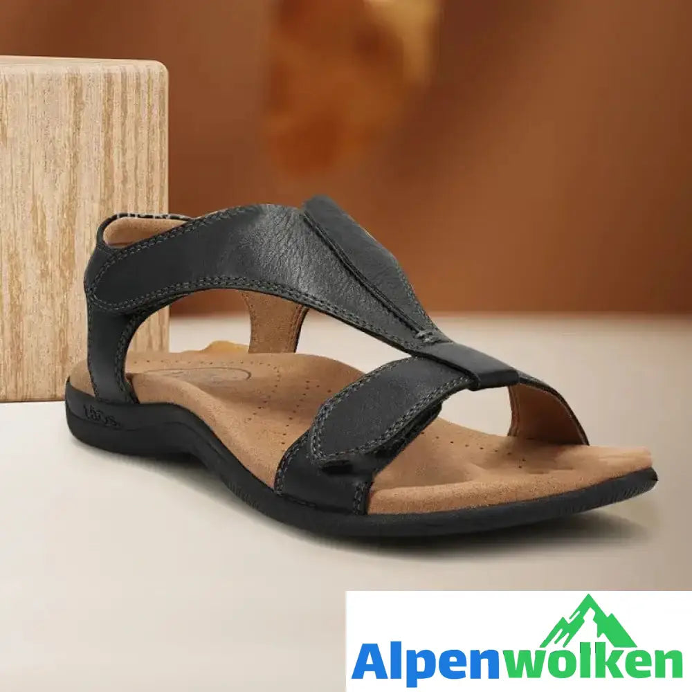 Alpenwolken - Bequeme Sommersandalen für Damen Schwarz