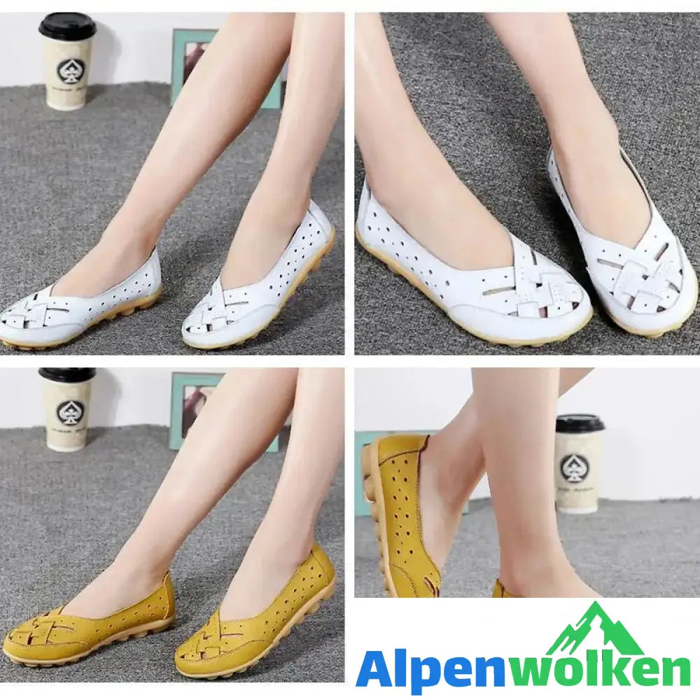 Alpenwolken - Bequeme und Weiche Damen Lederschuhe Gelb