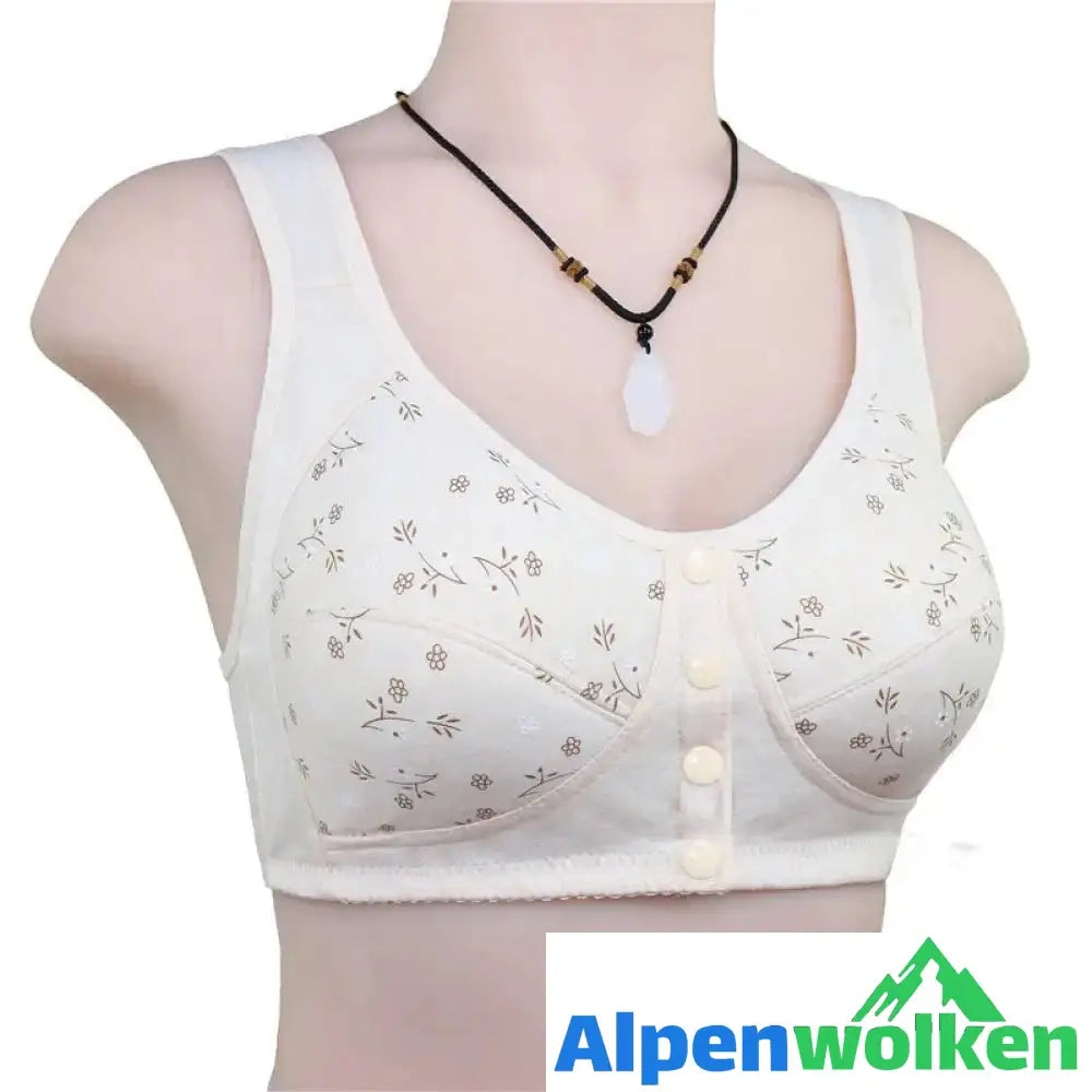 Alpenwolken - Bequemer BH mit Knopfleiste vorne Khaki