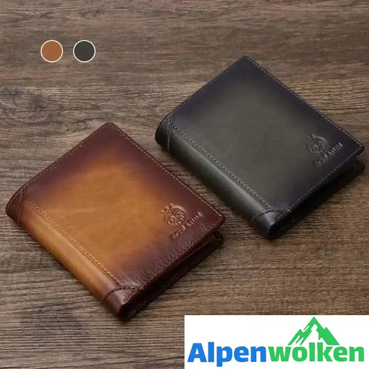 Alpenwolken - Bifold-Geldbörse aus Leder für Herren mit Anti-Diebstahl-RFID-Blockierung