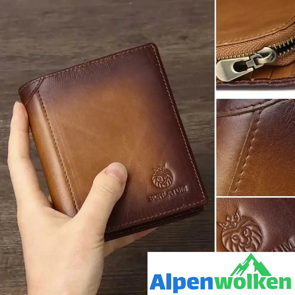 Alpenwolken - Bifold-Geldbörse aus Leder für Herren mit Anti-Diebstahl-RFID-Blockierung