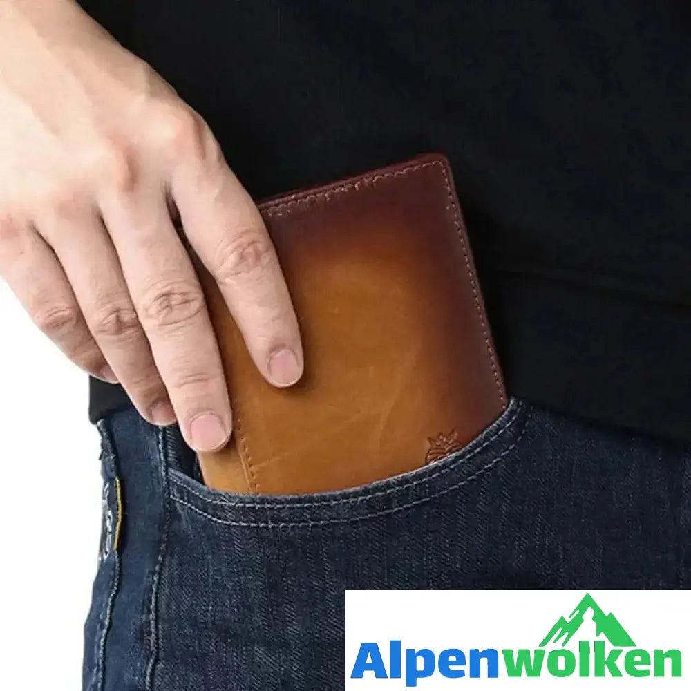 Alpenwolken - Bifold-Geldbörse aus Leder für Herren mit Anti-Diebstahl-RFID-Blockierung