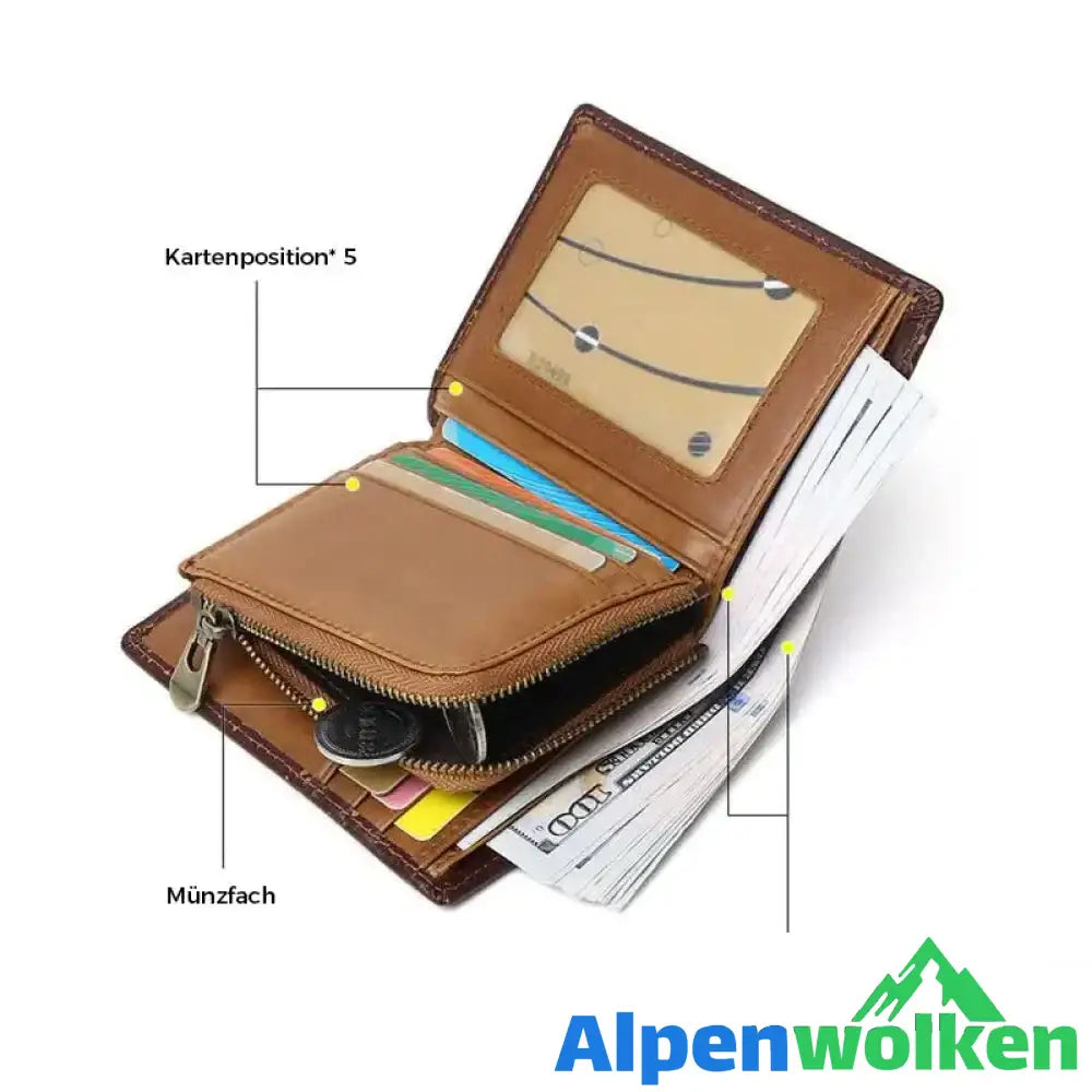 Alpenwolken - Bifold-Geldbörse aus Leder für Herren mit Anti-Diebstahl-RFID-Blockierung