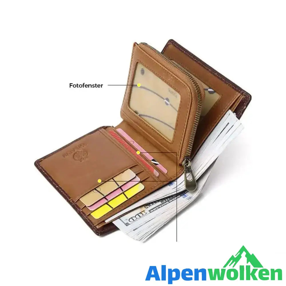 Alpenwolken - Bifold-Geldbörse aus Leder für Herren mit Anti-Diebstahl-RFID-Blockierung