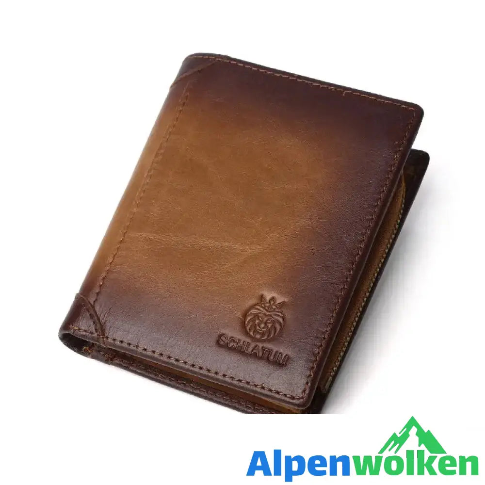 Alpenwolken - Bifold-Geldbörse aus Leder für Herren mit Anti-Diebstahl-RFID-Blockierung Braun