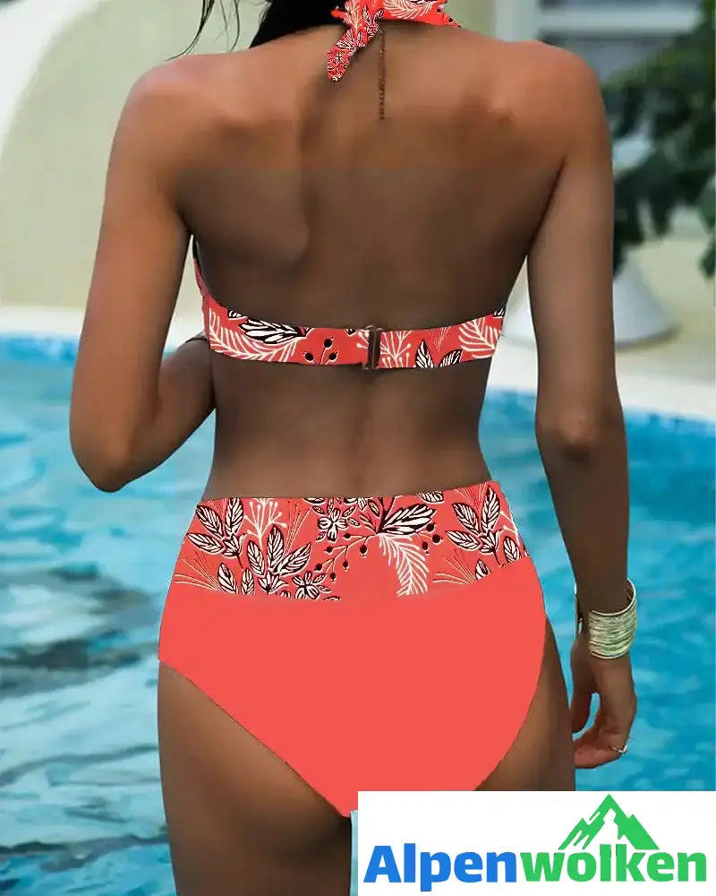 Alpenwolken - Bikini-Set mit Neckholder-Print