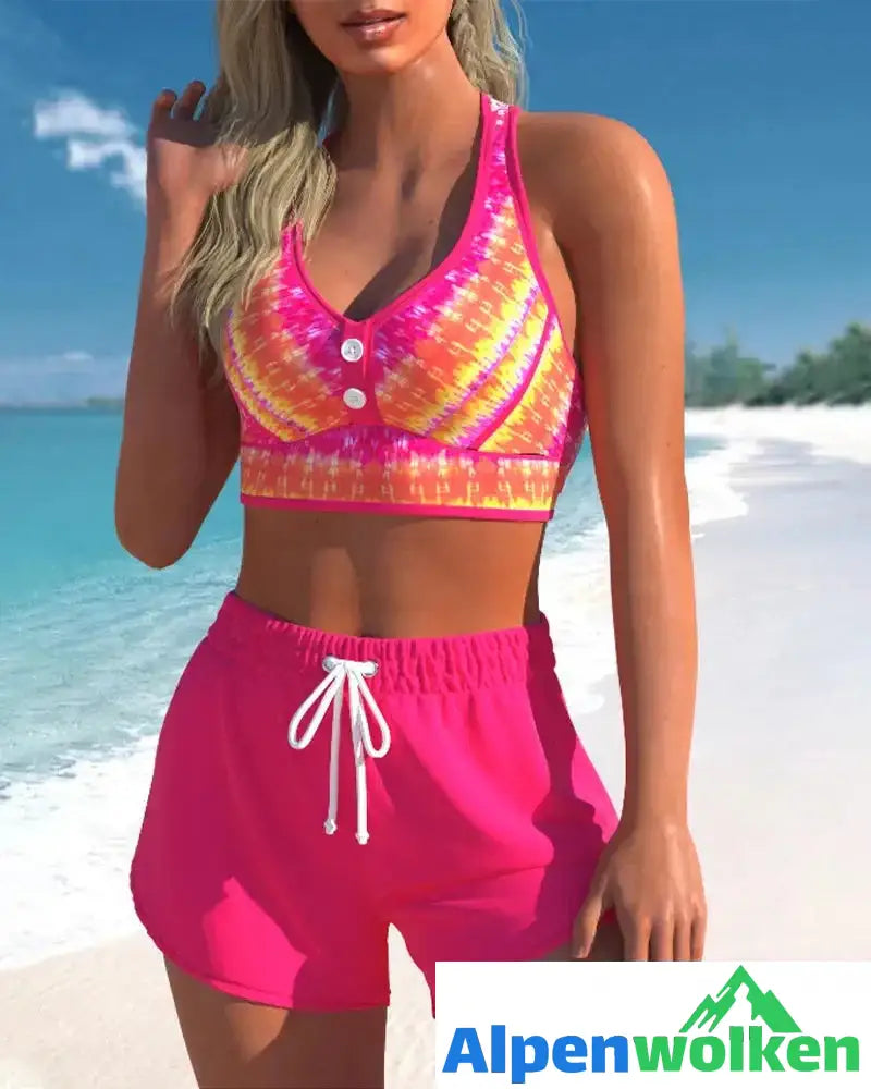 Alpenwolken - Bikinis mit hohem Taillendruck Rosa