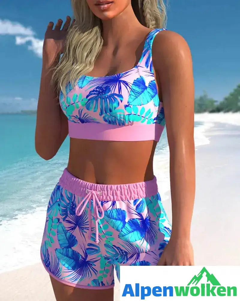 Alpenwolken - Bikinis mit hoher Taille und Blumendruck