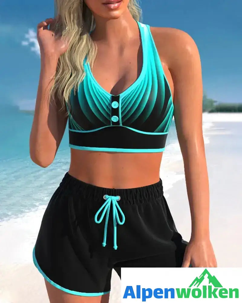 Alpenwolken - Bikinis mit hoher Taille und Ombre-Print