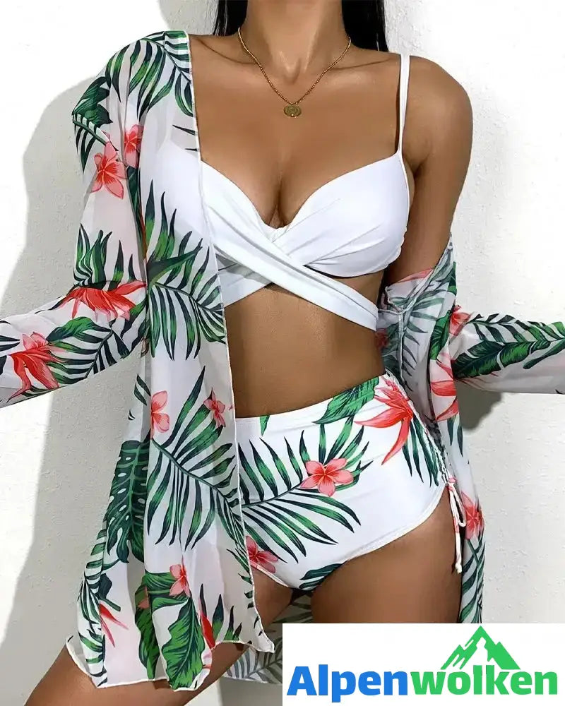 Alpenwolken - Bikinis und Cover-Ups mit Blumenmuster Rot