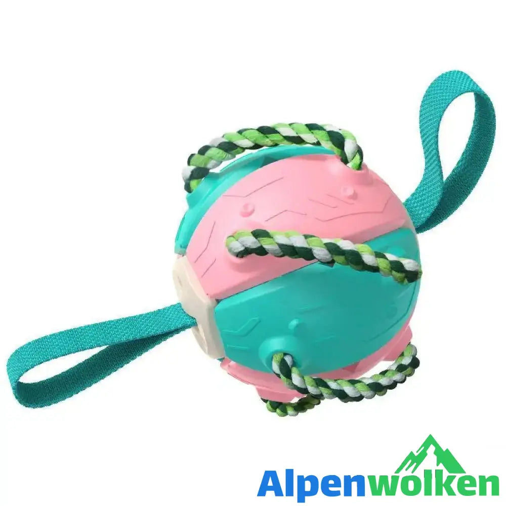 Alpenwolken - Bissfestes Hundespielzeug Frisbeefußball Rosa & Grün