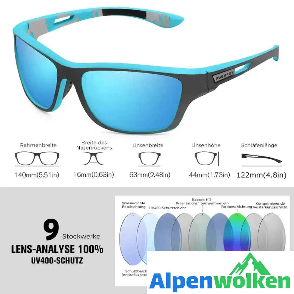 Alpenwolken - Blendfreie Outdoor-Sportsonnenbrille mit polarisierten Gläsern