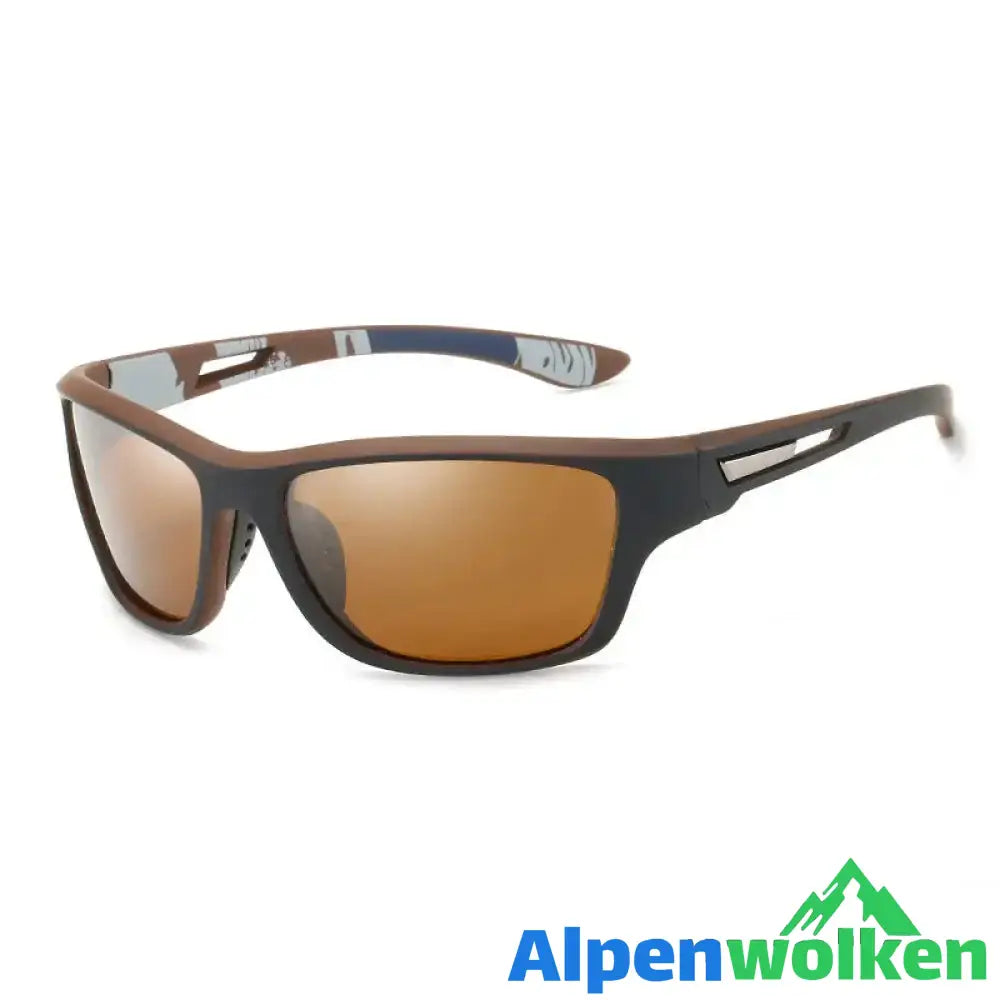 Alpenwolken - Blendfreie Outdoor-Sportsonnenbrille mit polarisierten Gläsern Braun