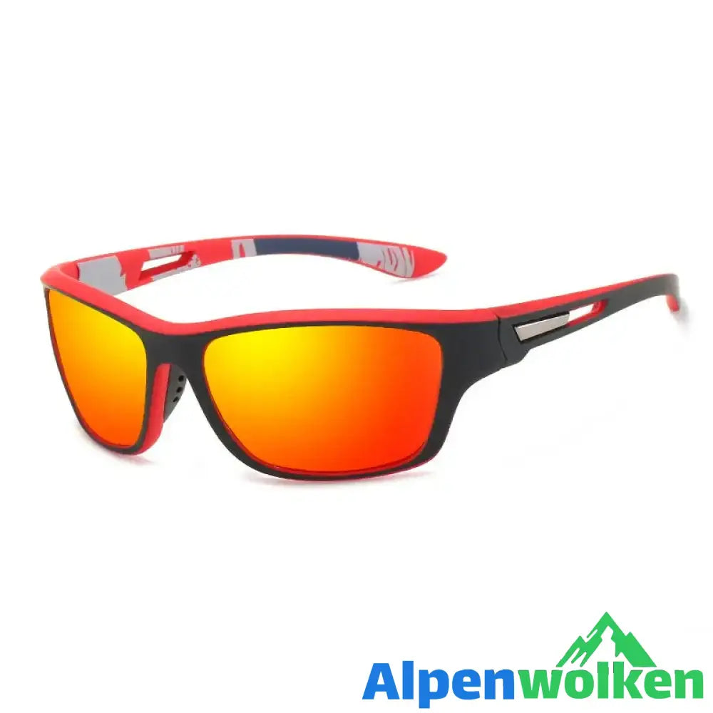 Alpenwolken - Blendfreie Outdoor-Sportsonnenbrille mit polarisierten Gläsern Rot