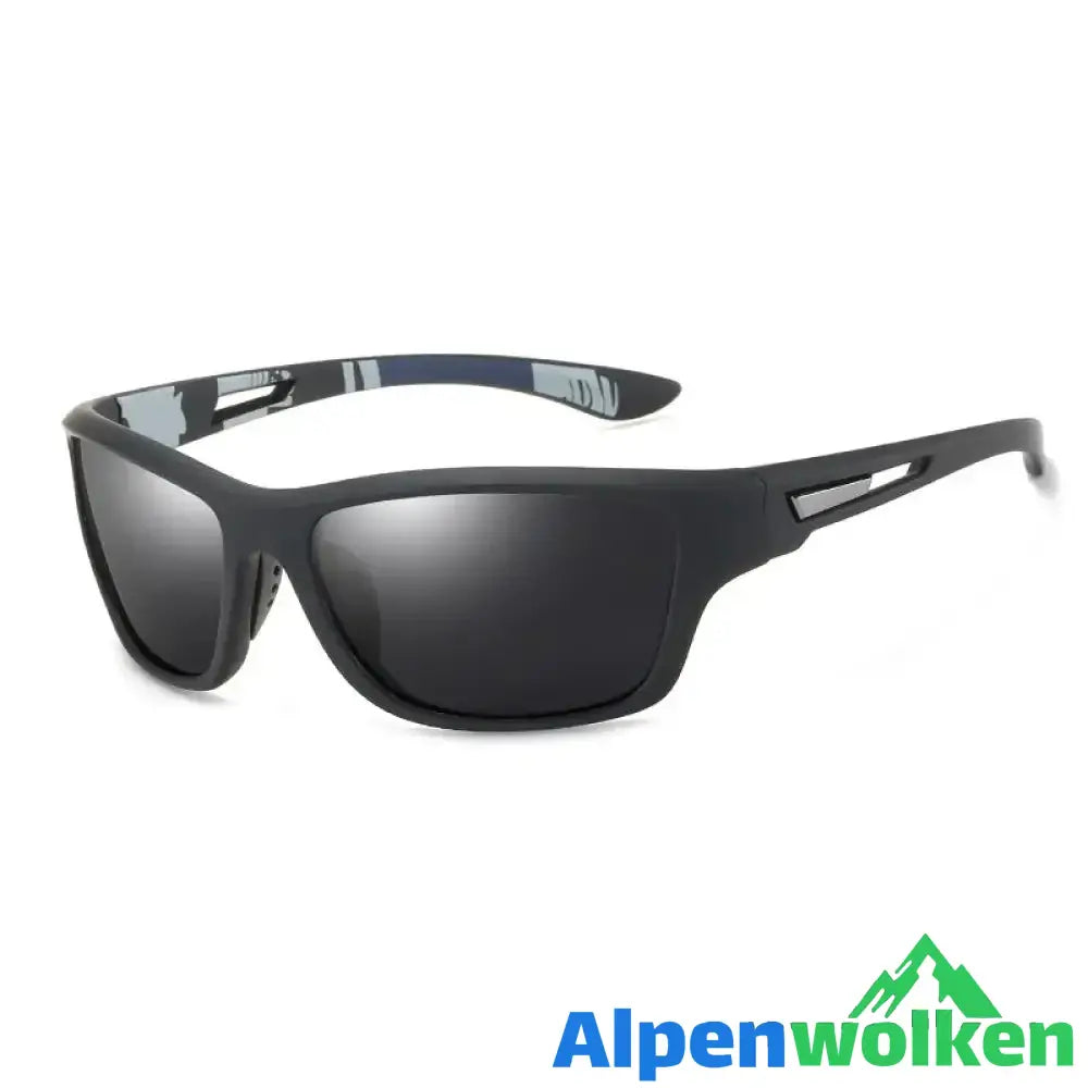 Alpenwolken - Blendfreie Outdoor-Sportsonnenbrille mit polarisierten Gläsern Schwarz