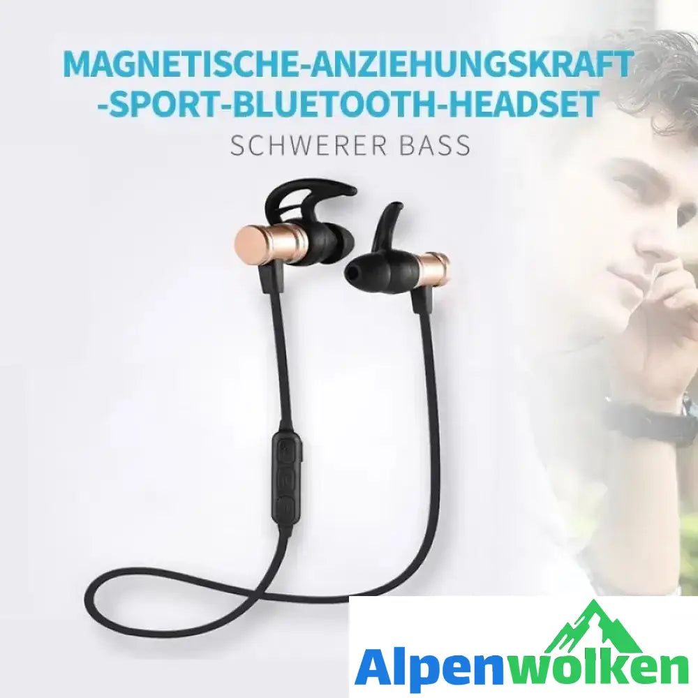 Alpenwolken - Bluetooth-Kopfhörer, Stereo-In-Ear-Ohrhörer, sicherer Sitz für Sport, Fitnessstudio, Reisen (wasserdicht, Noise Cancelling Mic)