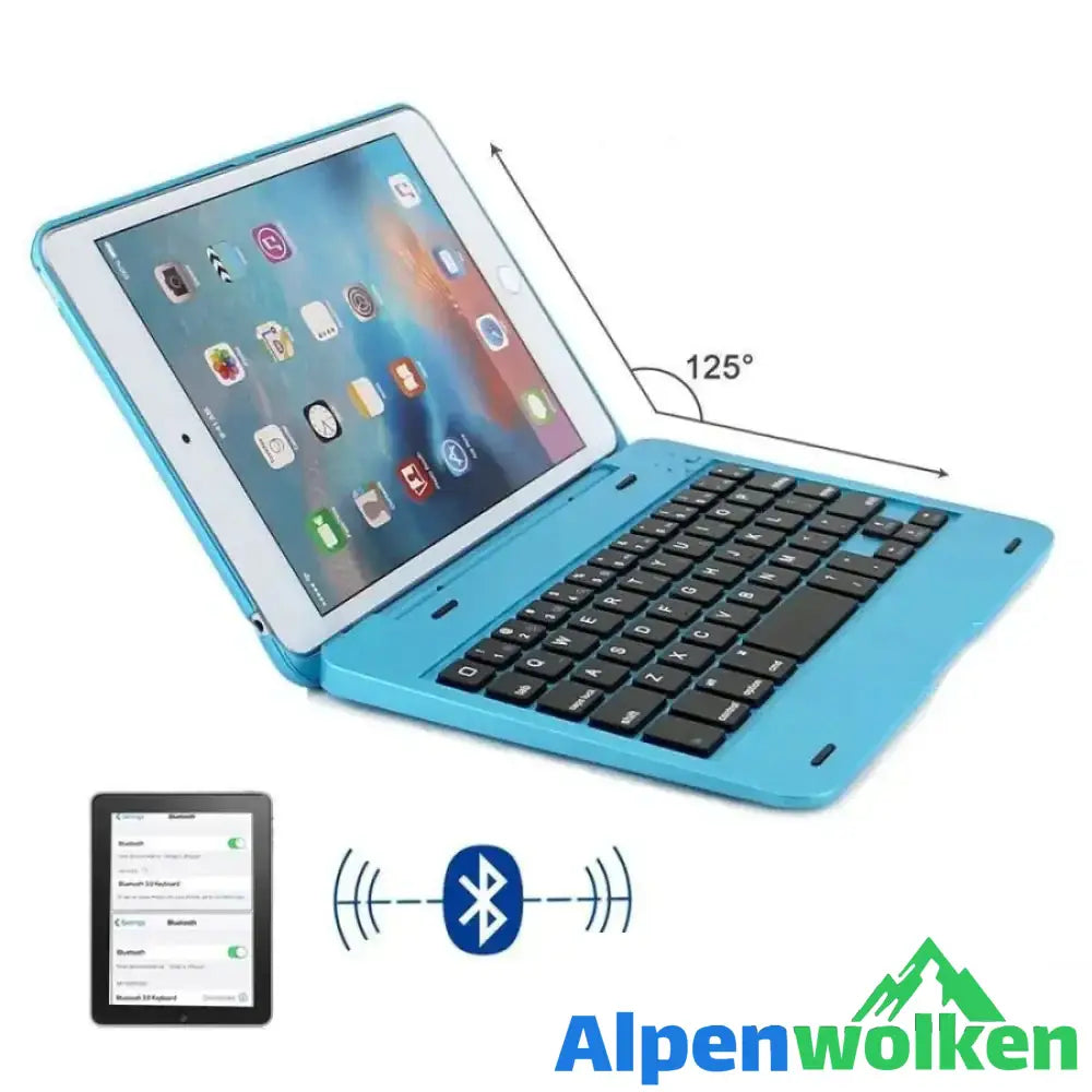 Alpenwolken - Bluetooth Tastatur mit Abdeckung für iPadmini4 Blau