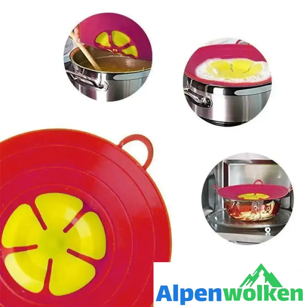 Alpenwolken - Blumen Silikon Deckel Spill Stopper ROT