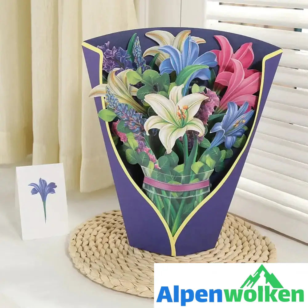 Alpenwolken - Blumenstrauß aus Papier zum Valentinstag und Muttertag blaue Lilien