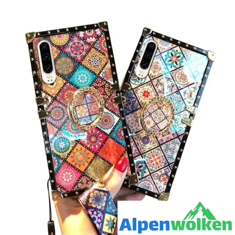 Alpenwolken - Bohemian Retro Bracket Handy Hülle für iPhone