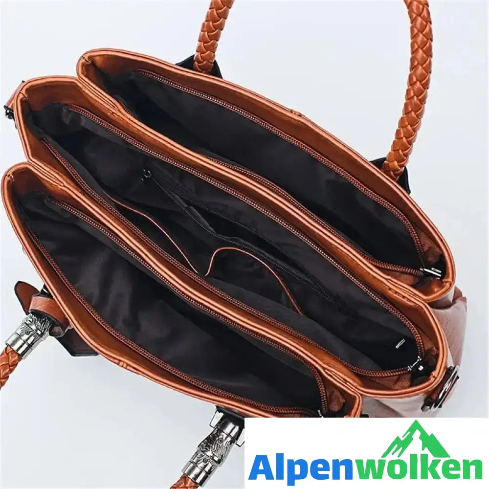 Alpenwolken - Boston Lederhandtasche für Frauen