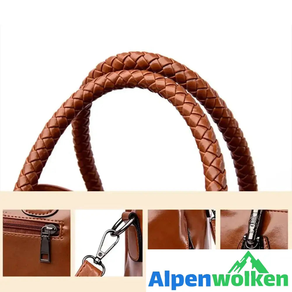 Alpenwolken - Boston Lederhandtasche für Frauen