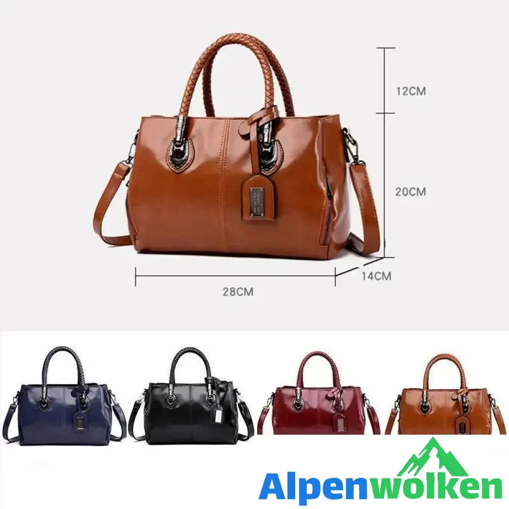 Alpenwolken - Boston Lederhandtasche für Frauen