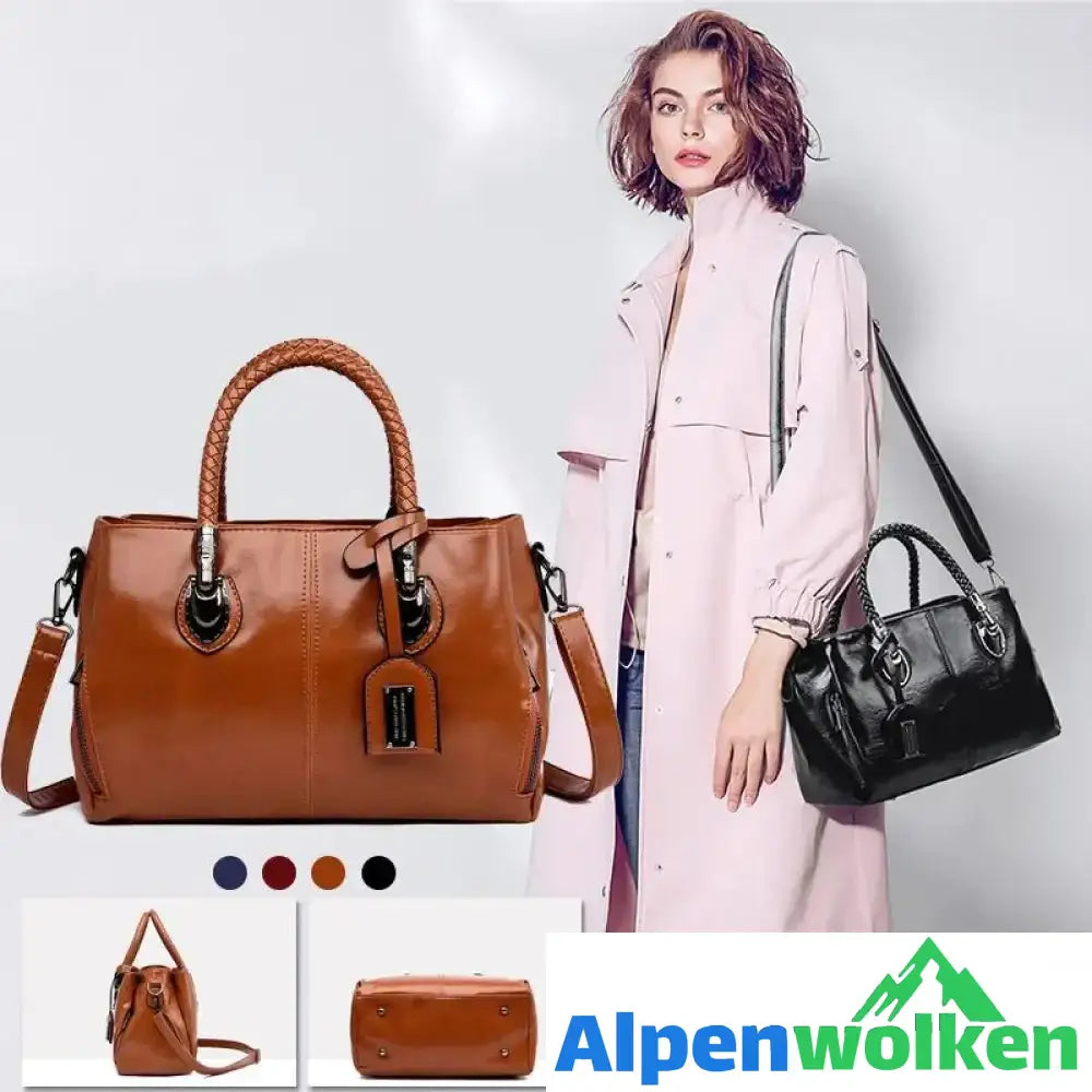 Alpenwolken - Boston Lederhandtasche für Frauen