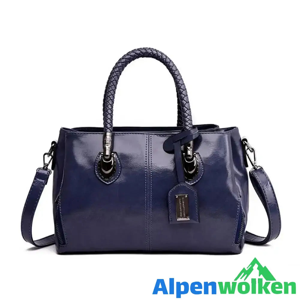 Alpenwolken - Boston Lederhandtasche für Frauen Blau