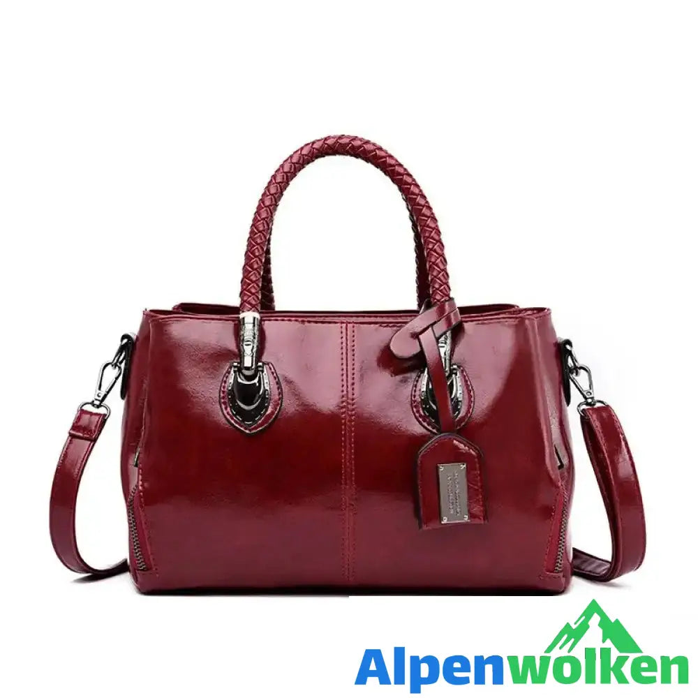 Alpenwolken - Boston Lederhandtasche für Frauen Rot