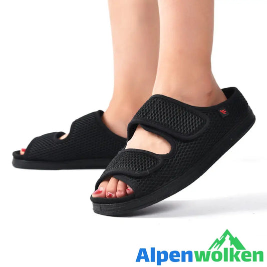 Alpenwolken - Breite Diabetikerschuhe für geschwollene Füße Schwarz