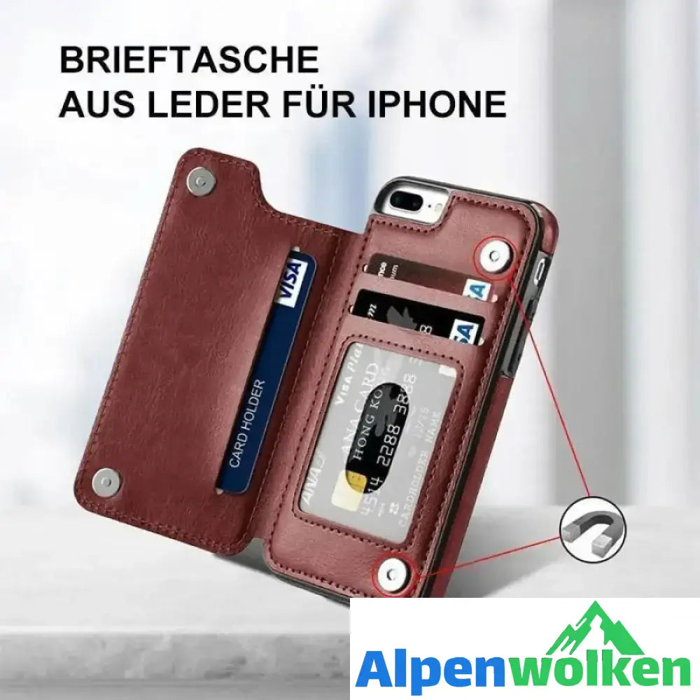 Alpenwolken - Brieftasche aus Leder/ Handyhülle für iPhone, mit Kartenfächern