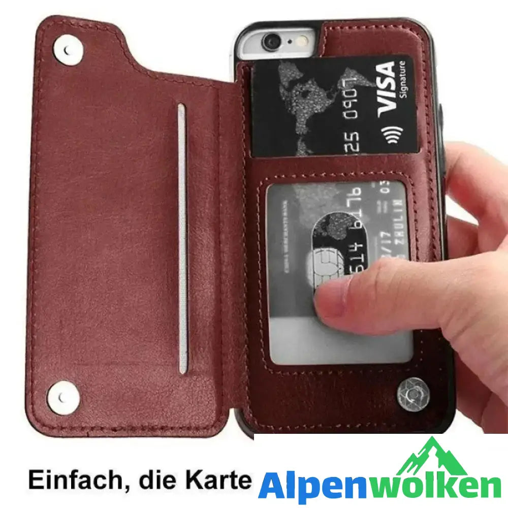 Alpenwolken - Brieftasche aus Leder/ Handyhülle für iPhone, mit Kartenfächern