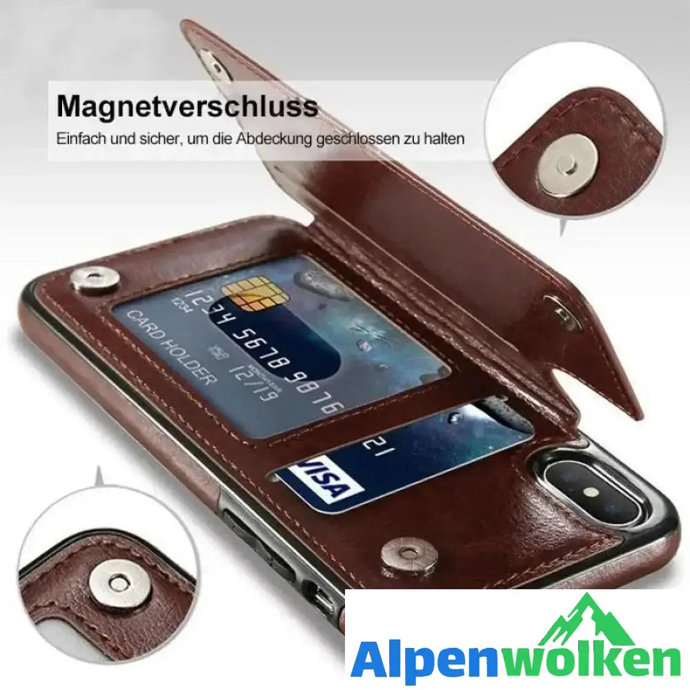 Alpenwolken - Brieftasche aus Leder/ Handyhülle für iPhone, mit Kartenfächern