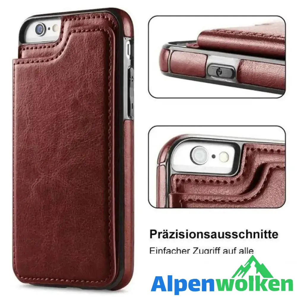 Alpenwolken - Brieftasche aus Leder/ Handyhülle für iPhone, mit Kartenfächern