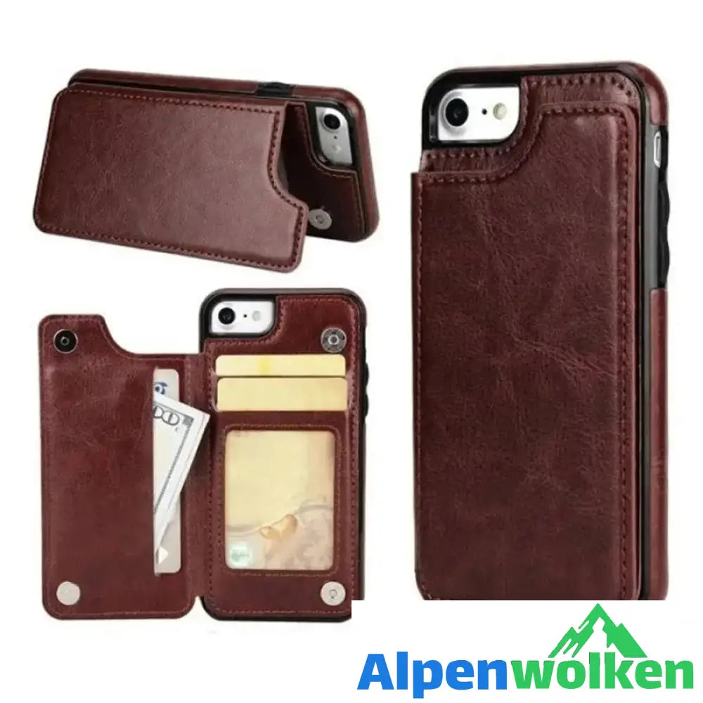 Alpenwolken - Brieftasche aus Leder/ Handyhülle für iPhone, mit Kartenfächern