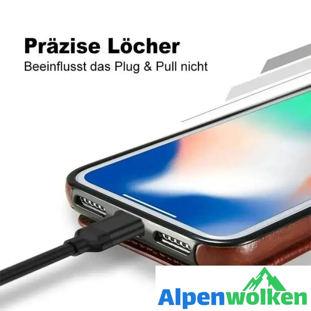 Alpenwolken - Brieftasche aus Leder/ Handyhülle für iPhone, mit Kartenfächern