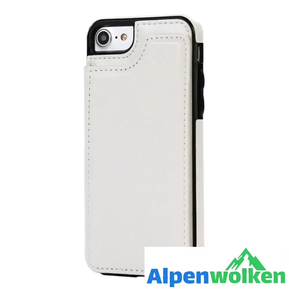 Alpenwolken - Brieftasche aus Leder/ Handyhülle für iPhone, mit Kartenfächern Weiß