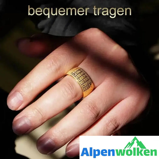 Alpenwolken - Buddhistischer goldener Licht-Mantra-Titan-Stahlring