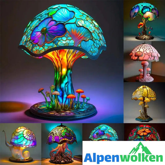 Alpenwolken - Bunte Harz Nachahmung Glas Botanical Serie Tischlampe | Craft Lampen