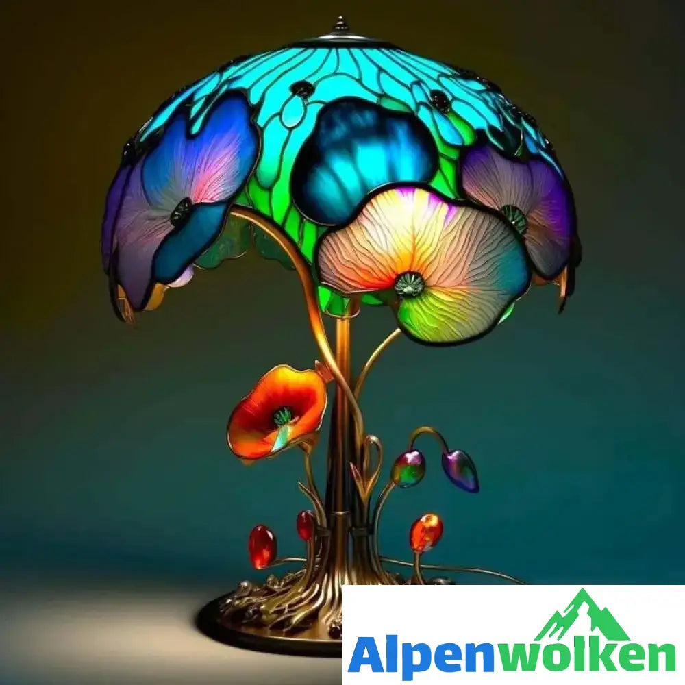 Alpenwolken - Bunte Harz Nachahmung Glas Botanical Serie Tischlampe | Craft Lampen Lotosblatt