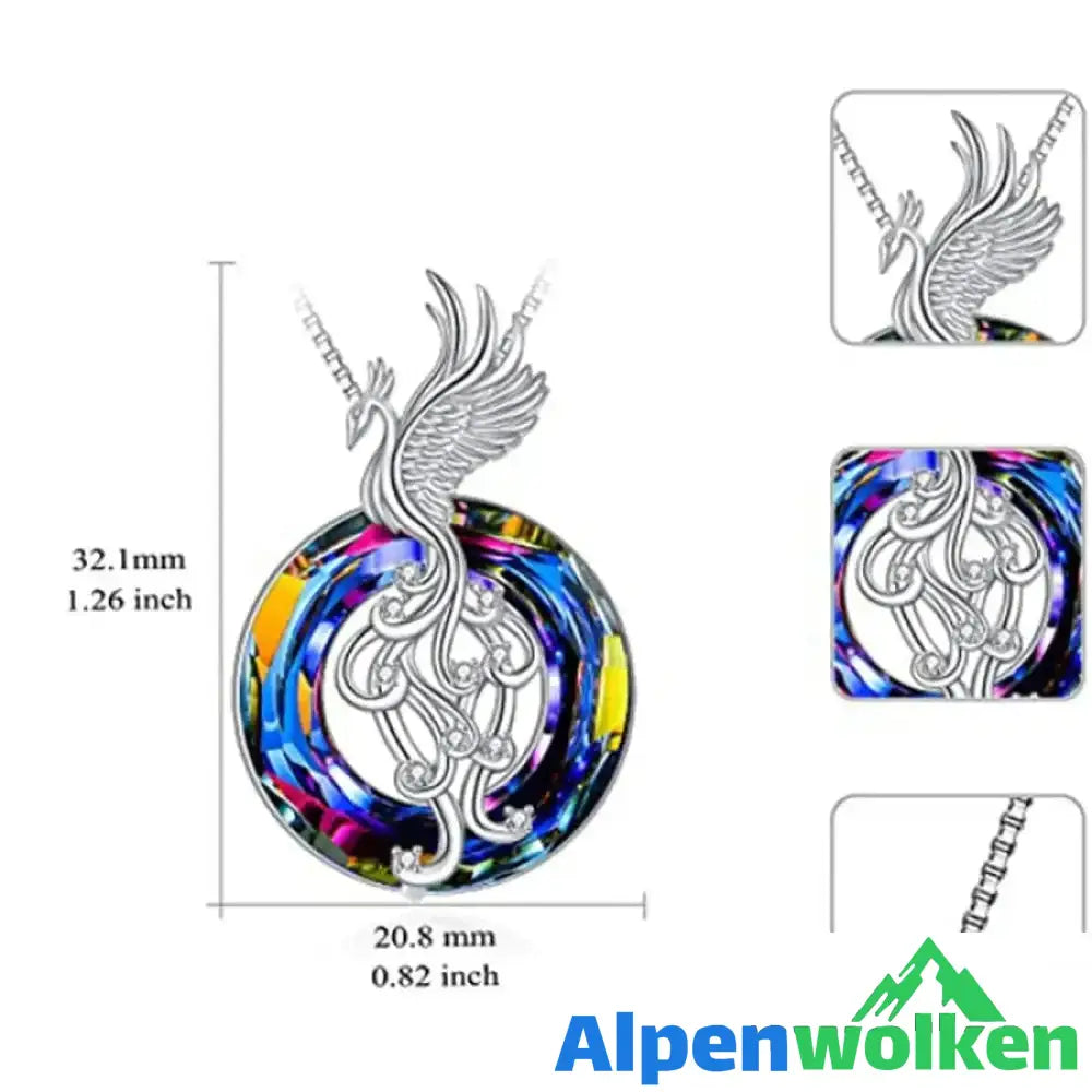 Alpenwolken - Bunte Kristall-Phoenix-Halskette