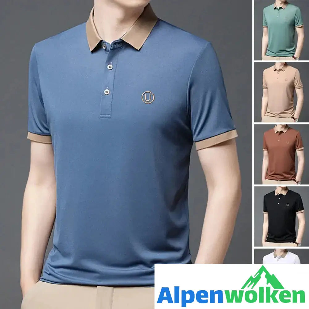 Alpenwolken - Business-Casual Besticktes Poloshirt